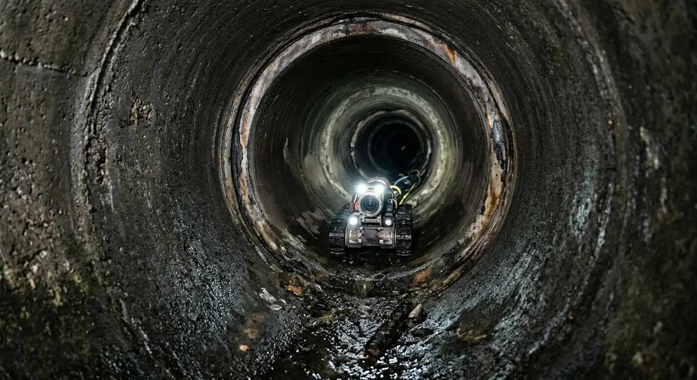 Robotic sewer camera inspecting pipe interior for Sewer Line Repair in Steiner Ranch
